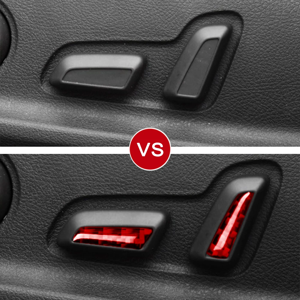 4pcs Car Seat Adjust Button Cover Sticker Red Carbon Trim Auto Anti-Scratch Accessories For Audi A4 B9 2017-2020