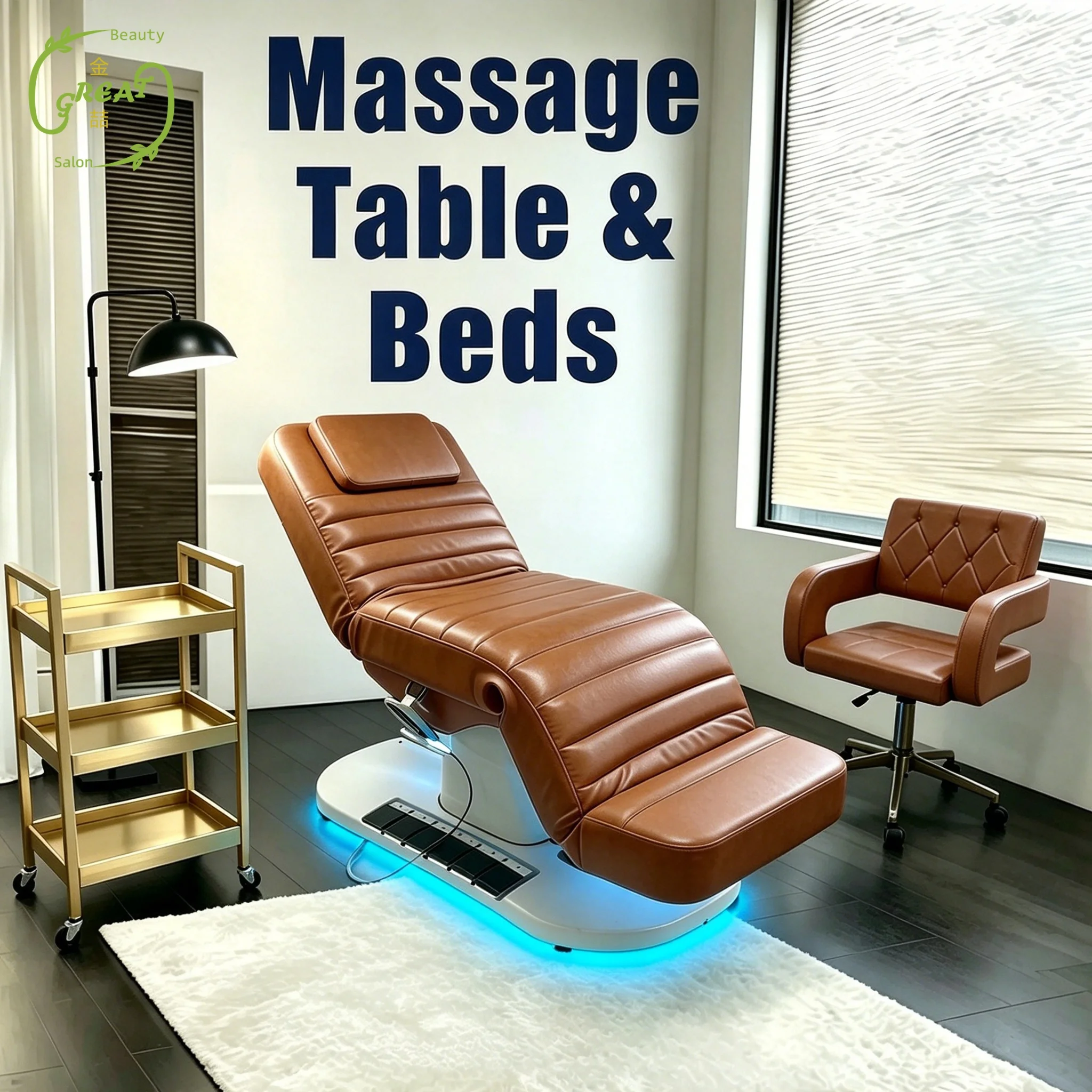 Luxury Gold Esthetician Massage Table Beauty Salon Furniture Lash Bed Cosmetic Electric Spa Beauty Facial Massage Bed