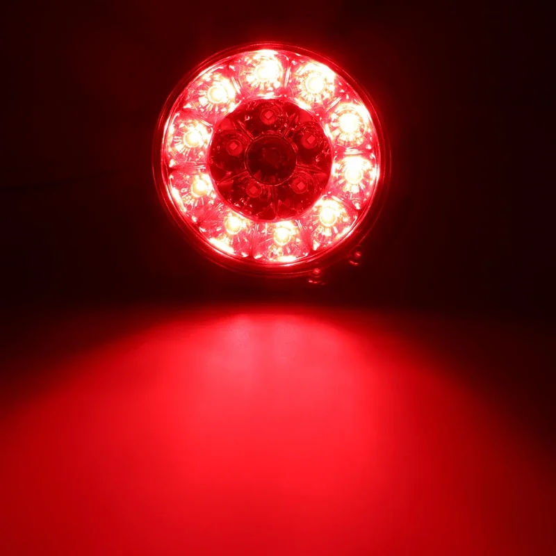 1x/2x Car Round LED Amber Red Taillights 16LED 12V/24V Brake Stop Running Reverse Backup Light Lamp For Car Truck Trailer Lorry
