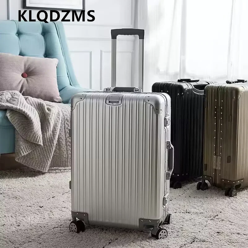 KLQDZMS Men's Suitcase Full Aluminum Magnesium Alloy Boarding Box Large Capacity Business Trolley Case 20
