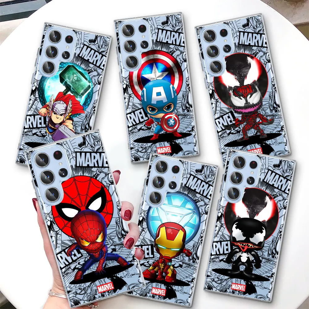 Marvel Cartoon Iron Man Spiderman Phone Case for Samsung Galaxy S20 FE S23 S24 S10 Lite S22 S21 Ultra S10e S9 Plus S8 TPU Cover