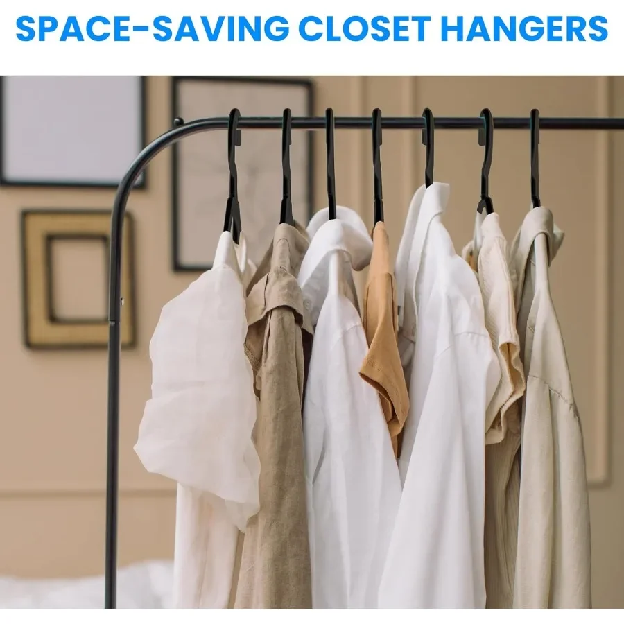 30 sztuk czarnych plastikowych wieszaków, oszczędzających miejsce, wytrzymałych i lekkich, do płaszczy, sukienek, koszul, spodni