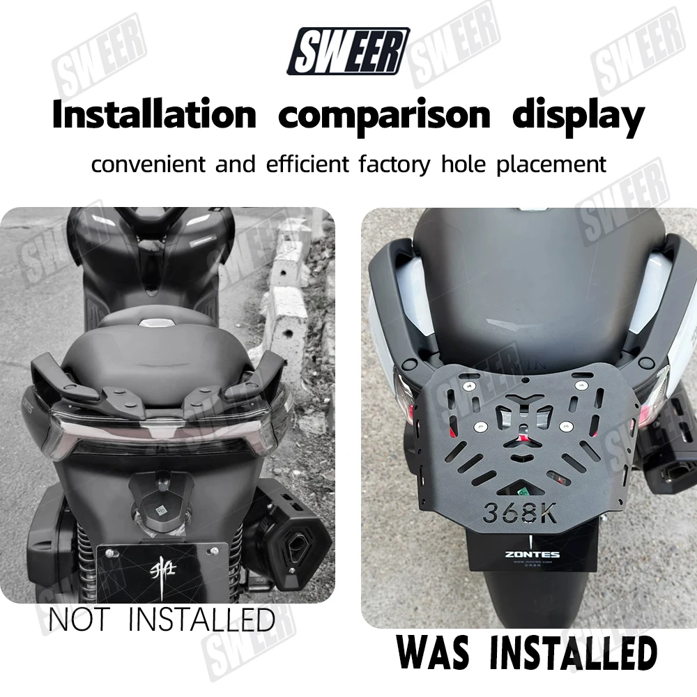 For ZONTES 368K Motorcycle Rear Rack, Thick Carbon Steel Tail Box Mount Bracket, Easy Install Luggage Carrier Support Holder