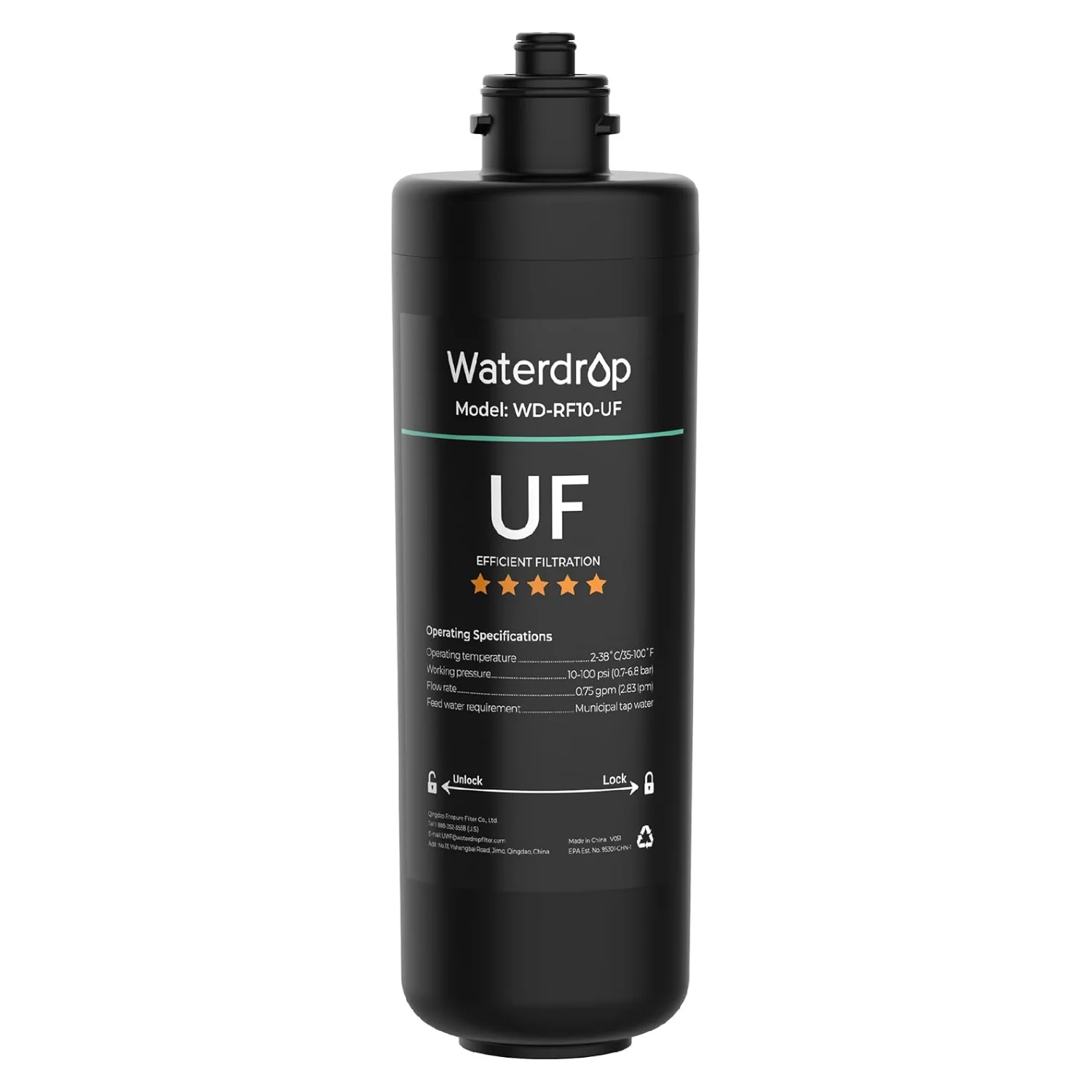 Waterdrop RF10-UF Water Filter Replacement for WD-10UA/10UA-UF/10UB/10UB-UF | Reduces PFOA/PFOS, Lead, Chlorine, Bad Taste & Odor, 0.01 μm, 1 Year, 1 Pack (Not Compatible with TSA-UF)
