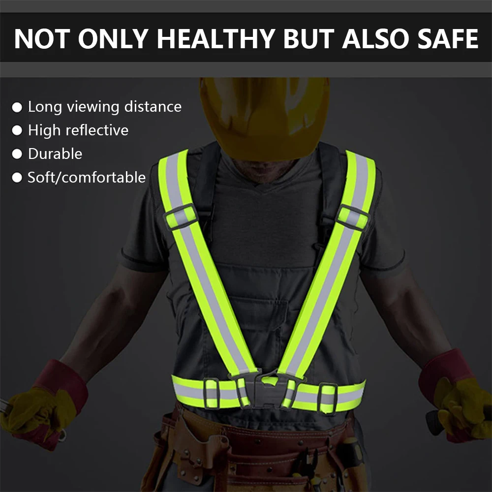 Outdoor Bicycle Reflective Belt Elastic Vest Night Running Cycling Reflective Stripe Safety Adjustable Vest Riding Equipment