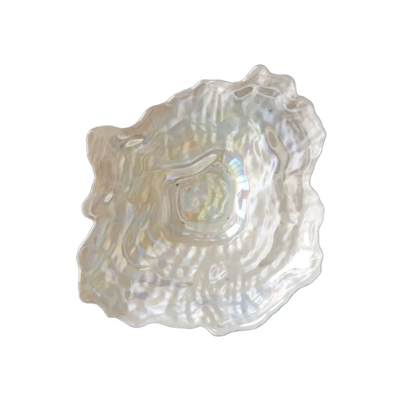 

High-grade glass Symphony shell Irregular shape fruit tray ornament Model room Storage jewelry tray