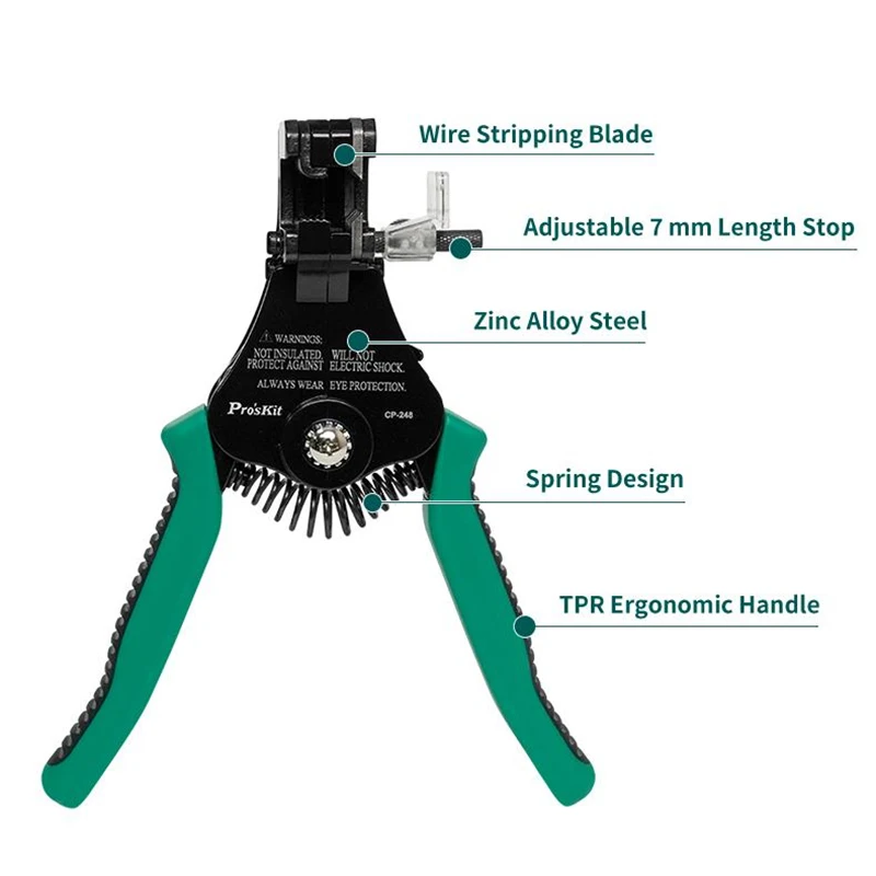 Pro'sKit Solar-Powered Automatic Wire Stripper Wire Stripper, Multi-Function Electrician's Wire and Cable Cutter Tool
