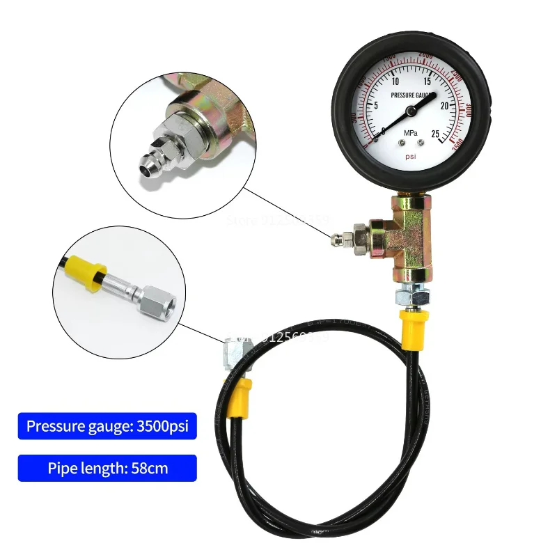 Automobile Brake Fluid Pressure Gauge, ABS Oil Pressure Detector, 3500psi Brake System Detection Instrument Tool