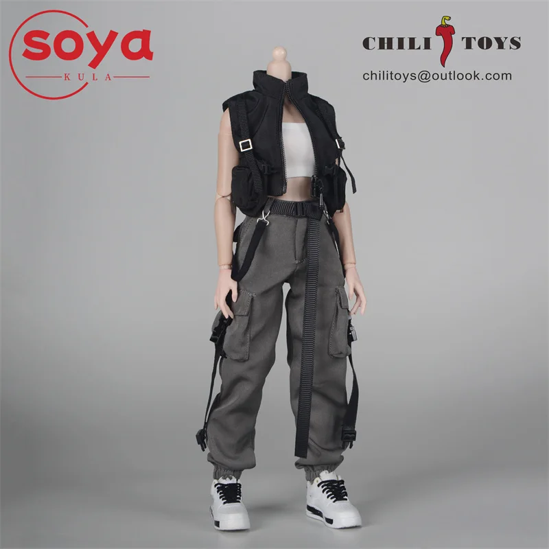 ألعاب الفلفل الحار 1/6 سترة نسائية بنمط وظيفي واسعة الساق برباط ملابس نموذج مناسب 12 بوصة دمى جسم على شكل جندي #5