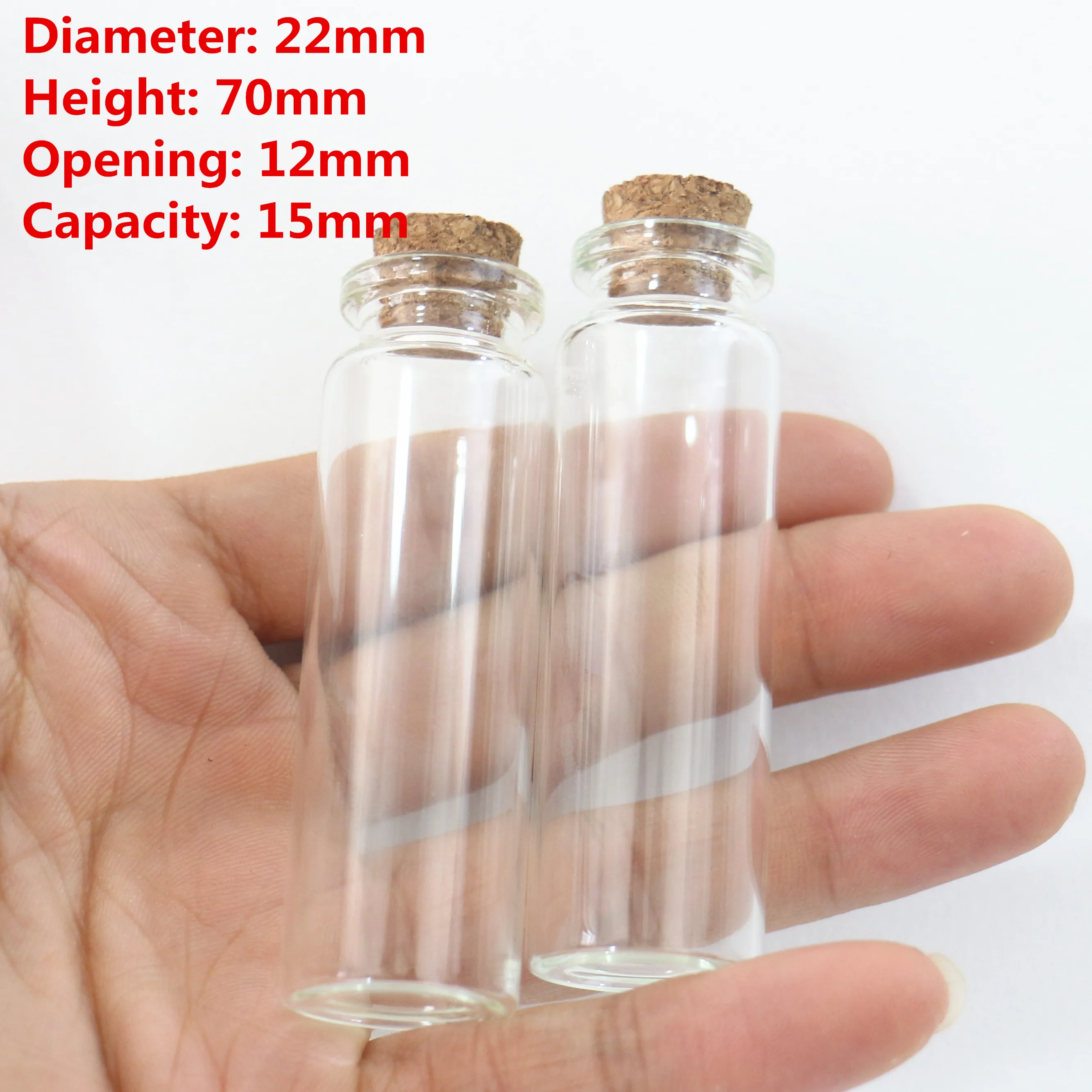 Glass test tube 50pcs/lot 22*70mm 15ml Glass Bottles With Cork Stopper Crafts Tiny Jars Transparent Glass Jars Bottle Gift