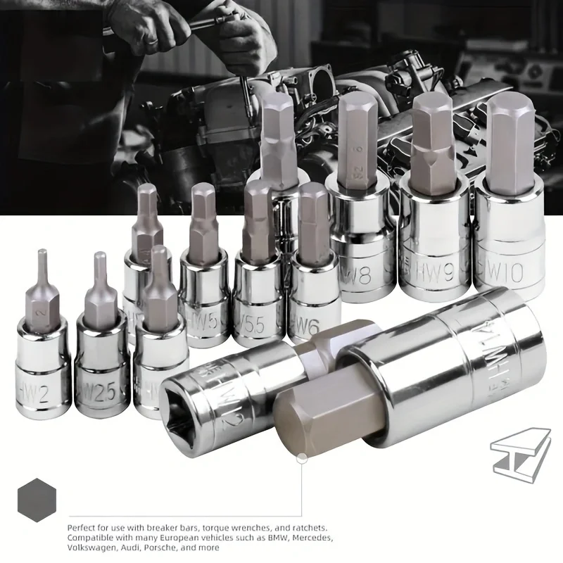 Imagem -02 - Métrica H2-h14 Vanádio Aço Hexagon Socket Bit Kit Drive Tamper Proof Socket Grupo Ferramenta de Reparo do Carro 13 Pcs