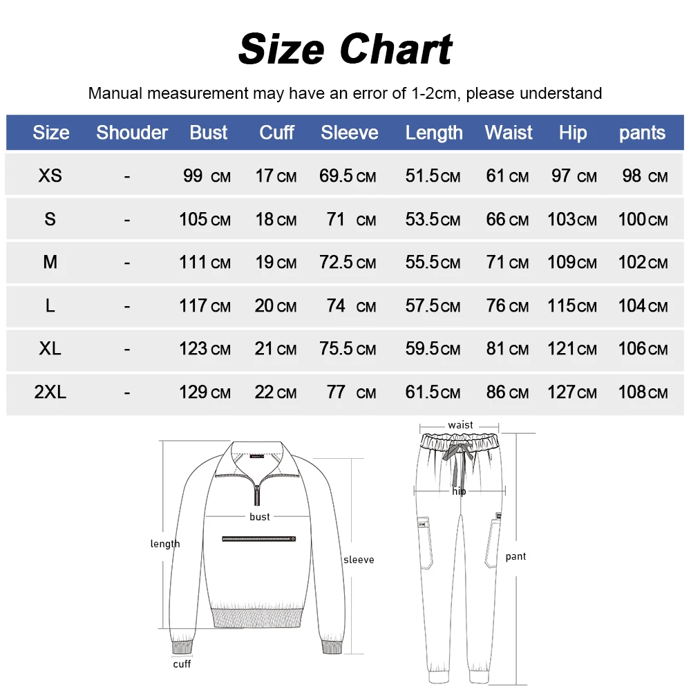 의료 유니폼 여성 스크럽 세트 의료 스크럽 탑 바지 긴 소매 지퍼 스탠드 칼라 유니폼 고품질 스크럽 여성