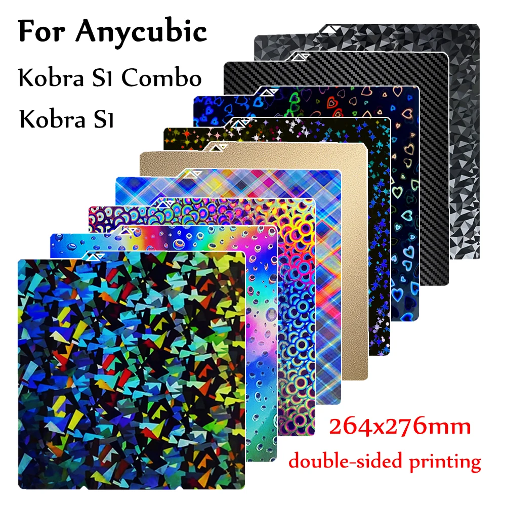 

For Anycubic Kobra S1 Pei Plate 264x276 Smooth Textured Sheet Kobra S1 Combo Buildplate Double Sided Kobra S1 Combo S1C Parts