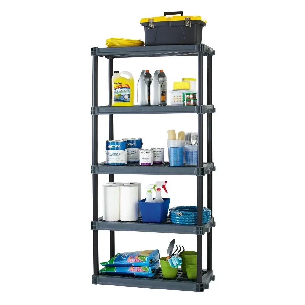 Plano 5-Shelf Heavy Duty Plastic Storage Shelves, 73” X 36” X 18”, 750lb Capacity