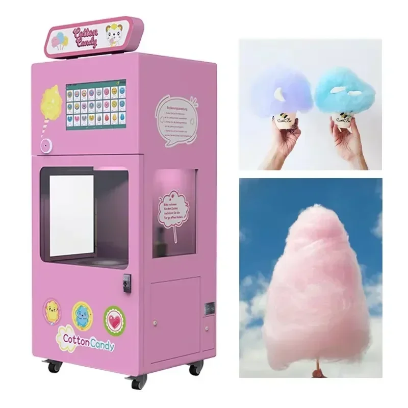 New Full Automatic Sweet Sugar Cotton Candy Making Machine Commercial Modern Flower Cotton Candy Vending Machine