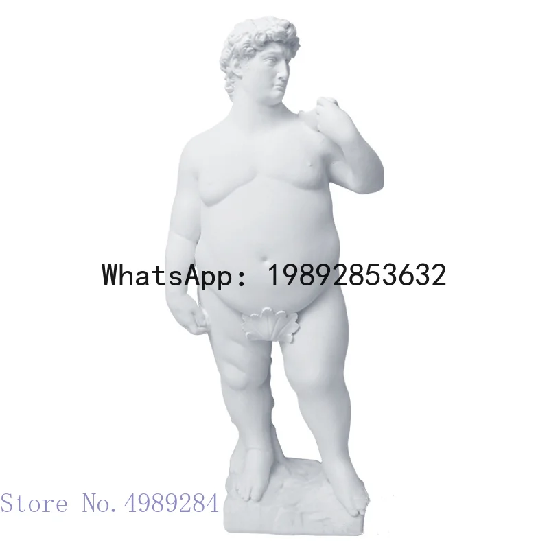 Creativity Resin Figure Sculpture David Obesity Fat David Handicraft Statue Nude Naked Man Body Art Home Decoration Ornaments