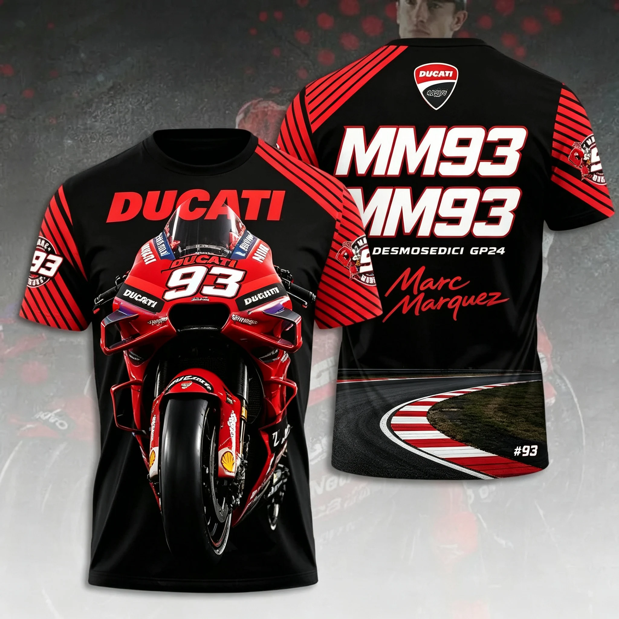 MM93 Marc Marquez GP24 Moto GP T Shirt 3D Print Motorcycle Racing Short Sleeve Fans Jersey Men Oversized Short Sleeve Top Summer