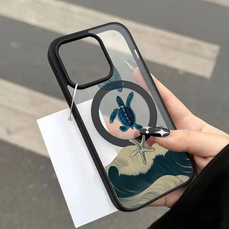 Meereslebewesen Ozeanschildkröte Transparente Handyhülle für iPhone 17 16 15 11 14 13 12 Pro Max Plus Hüllen 17Air für Silikon Magnetische Abdeckung – Detail 5