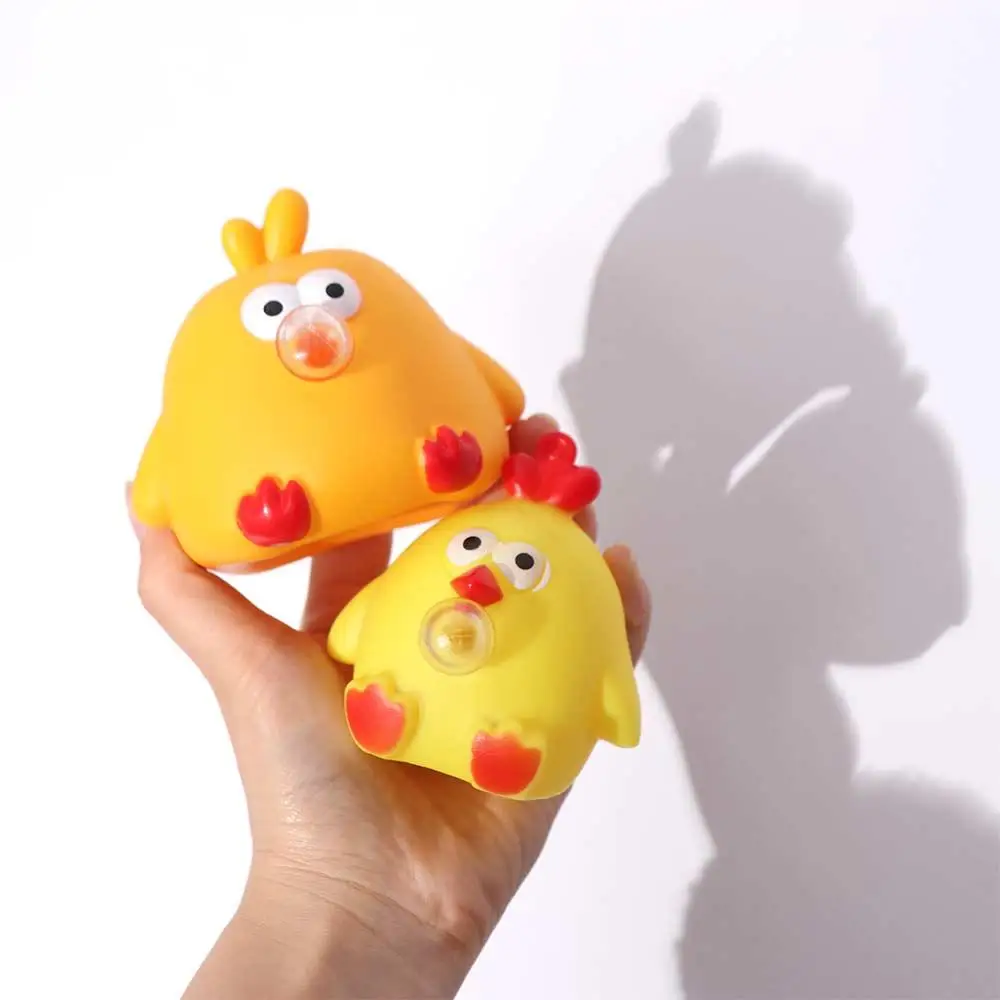 Squeeze Balls Yellow Chicken Squeeze Toys Blow Bubble Pinch Kneading Pinch Toys Soft High-Elastic Cartoon Knead Toy Children