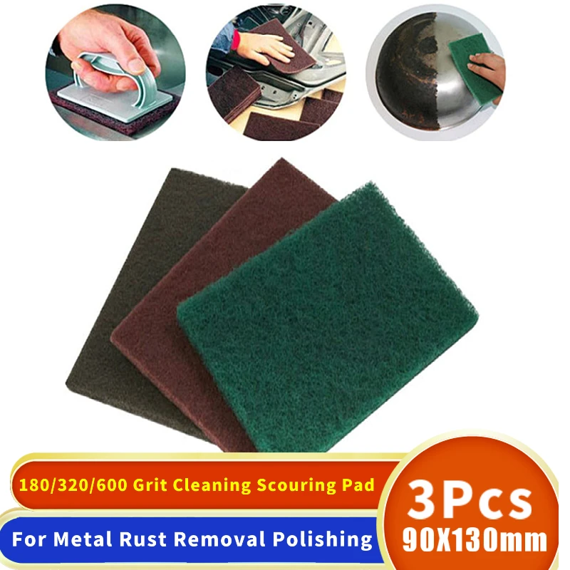 3Pcs/Set Non-woven Abrasive Scouring Pads Fine/Medium/Coarse Nylon Grinding Disc For Cleaning,Polishing, Rust Removal, Deburring