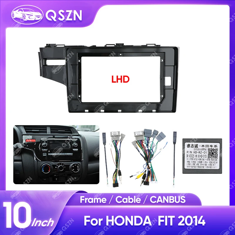 For HONDA 2014 FIT Car DVD Radio Android Fascia Multimedia MP5 Video Audio Stereo 10inch Panel Frame Cables Harnes