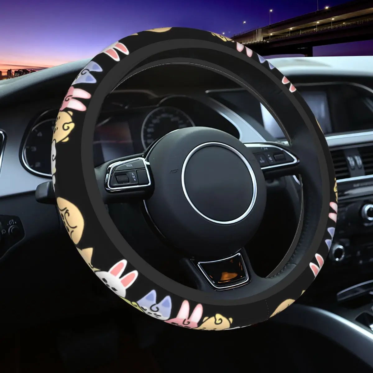 38cm Car Steering Wheel Cover Universal Korea Kpop Cute Cartoon Braid On The Steering Wheel Cover Auto Decoration Accessory