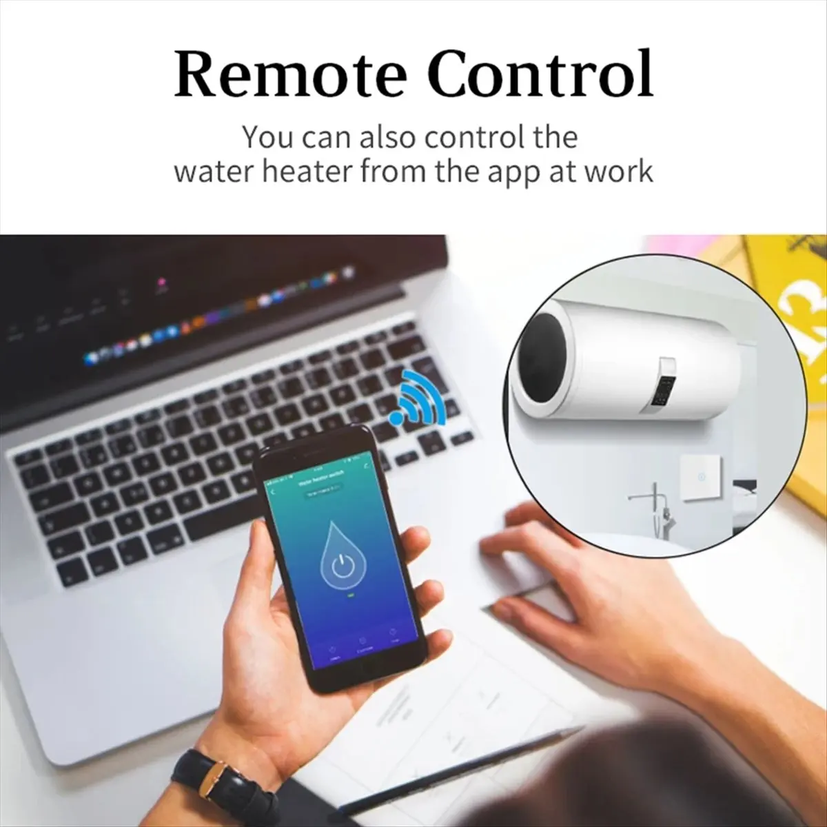 40A Smart WiFi Touch Water Heater Switch Tuya Smart Life APP Timer Voice Control Glass Panel Wall Power Switch Black