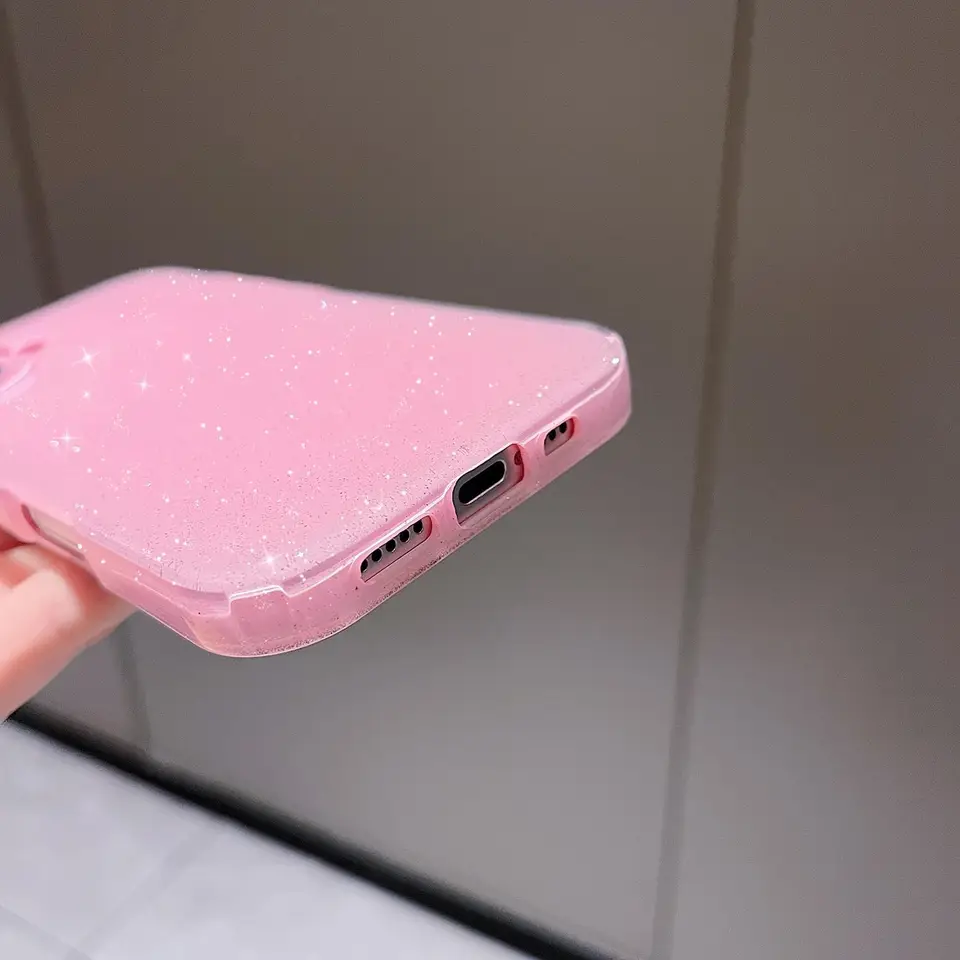 ピンクかわいいグリッターケース iphone 16 プロマックス 15 プラス 14