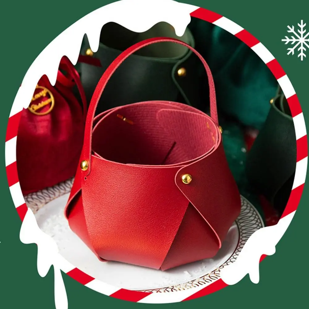 Ornament Christmas Decoration PU Gift Handbag For Children Kids Candy Bag Christmas Present Bag Material Package Gift Pouch