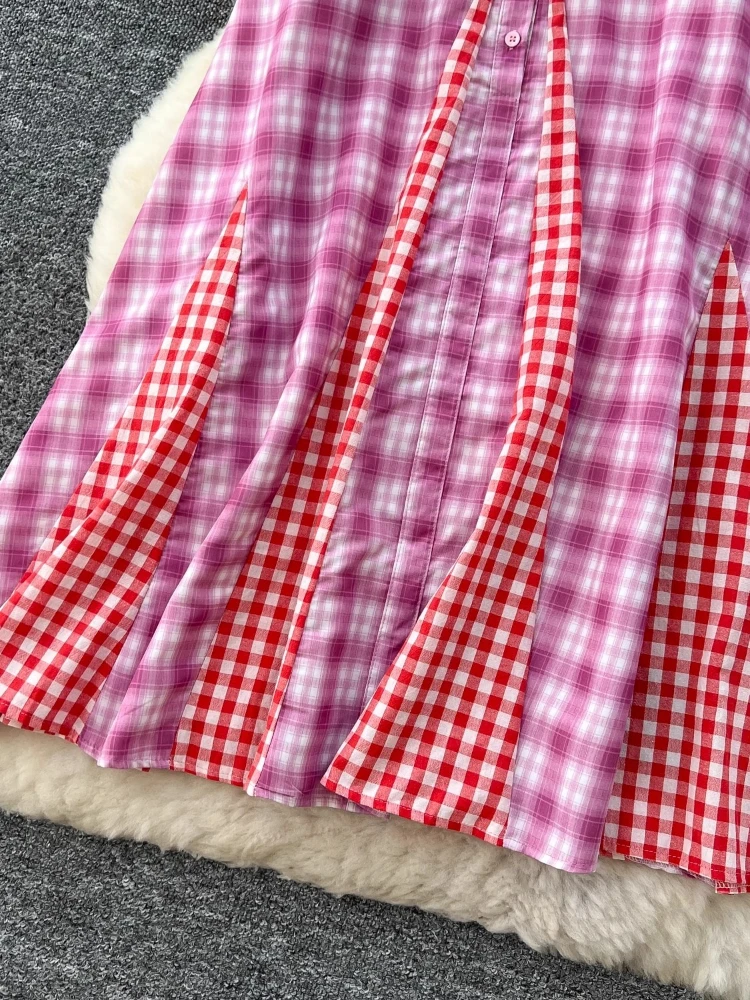 Gonna scozzese Abbigliamento donna Vita alta Grande altalena Jupe giapponese 2025 Faldas Mujer De Moda Vintage Saia Moda Gonne coreane