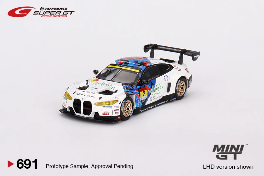 MINIGT 1/64 M4 GT3 #7 연구 BMW M4 MGT00691-L 자동차 합금 장난감, 모터 자동차 다이캐스트 금속 모델, 어린이용 크리스마스 선물, 남아용 장난감