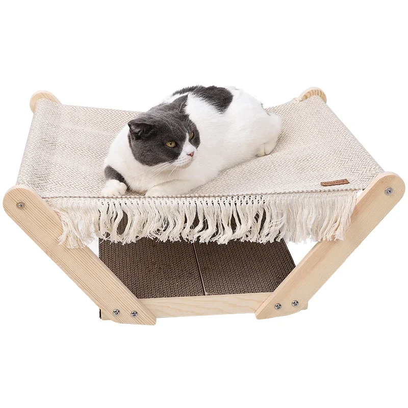 Hamac réglable pour animaux de compagnie, accessoires pour chat, arbre en bois massif suréWer