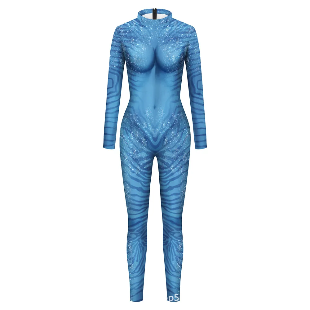 Avatar De Manier Van Water Alien Cosplay 3d Jumpsuit Vrouwen Mannen Kid Avatar Cosplay Kostuum Halloween Zentai Pak Feest Bodysuit Oren