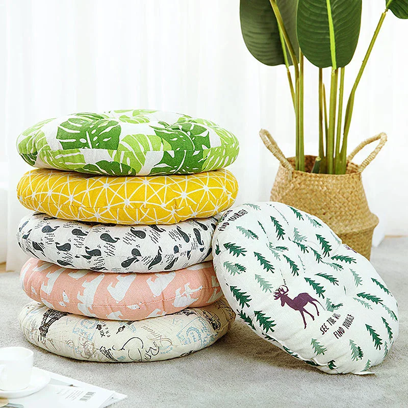 Coarse Cloth Round Style Cotton and Linen Style Seat Cushion Home Circular Cushion Japanese Style Futon Cushion Decoration