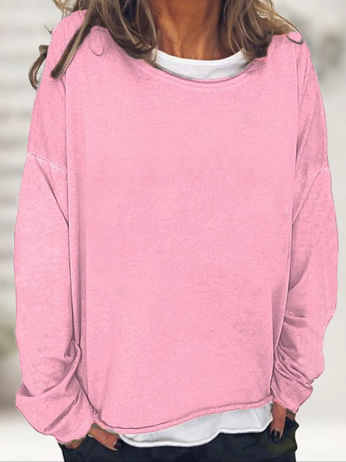 Women's Loose Fit Printed Crew Neck Long Sleeve Mid-Length Sweatshirt Soft Finish Pull On Women's Hoodies And Woman Clothes