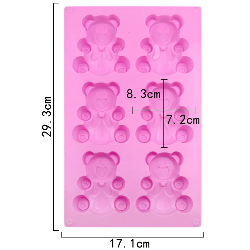 Love Bear Cookie Baking Mold Large Chocolate Crayon Soap Bar Candy Silicone Mould Bath Bomb Jelly Cake Decoration Cupcake Topper