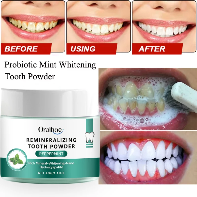 Mint Teeth Whitening Powder Toothpaste Remove Plaque Stains Cleaning Oral Hygiene Fresh Bad Breath Dental Bleaching Tools Care