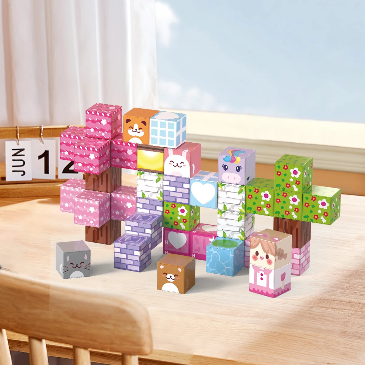 Juego de bloques de construcción magnéticos DIY para niños: juguetes educativos de aprendizaje STEM, regalo de cumpleaños para niños con caja de hojalata portátil