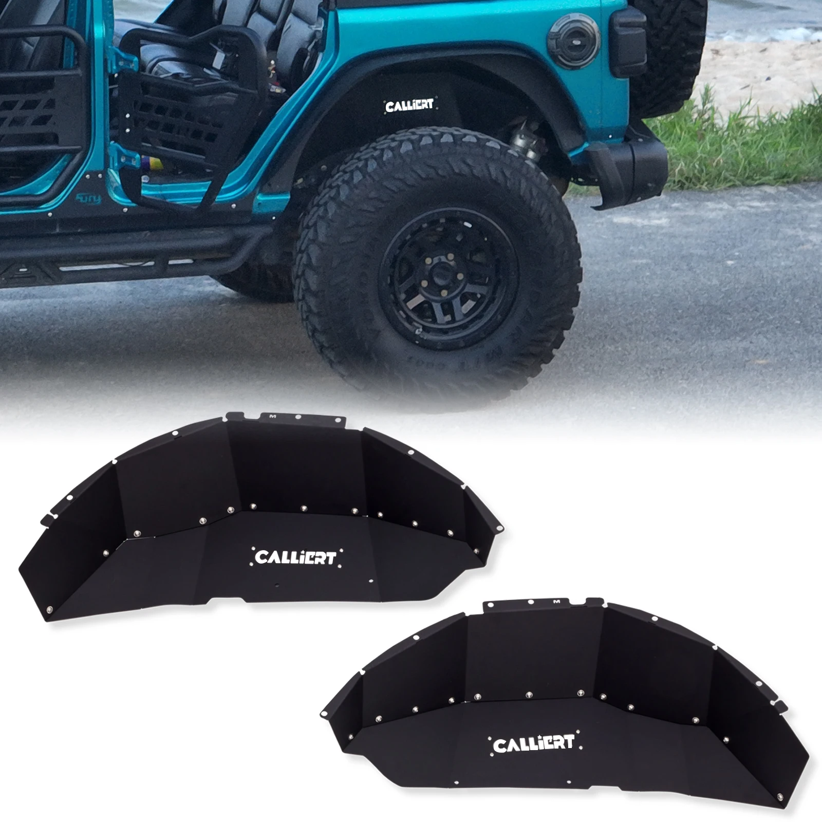 

2018-2024 Jeep Wrangler JL JLU 2/4 Doors Bolt-On Aluminum Rear Inner Wheel Well Liners Engine Protection Compatible Car
