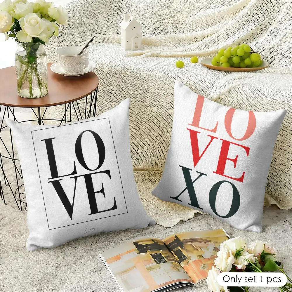 Finlay Noa Simple Words Ins Cushion Cover Natural Linen Organic Fabric Double-Sided Printing Sofa Home Decor Gift Pillow Case