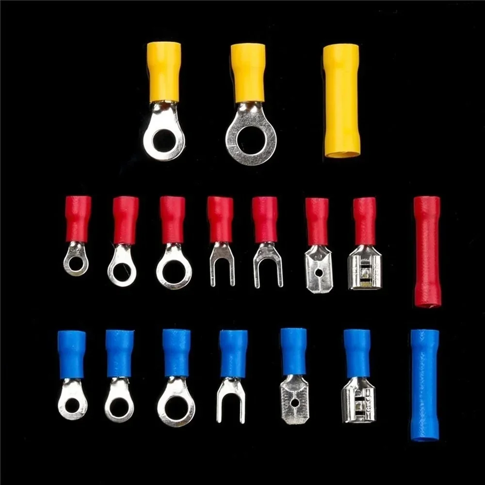 280/480/720/1300pcs Cold Pressed Terminal Kit - Insulated Quick Connect Spade/Ring/Fork Crimp Connectors for Automotive Wiring