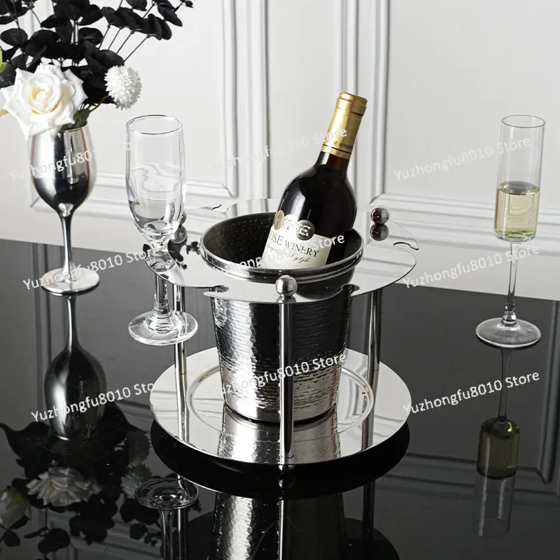 Stainless Steel Light Luxury Ice Bucket Integrated Frame Model Room Decoration Ice Bucket