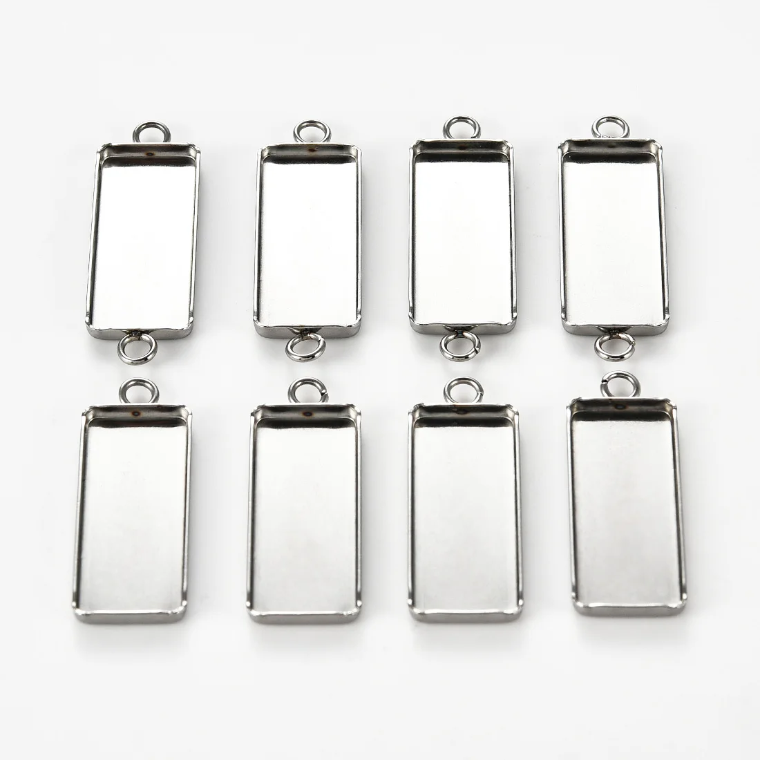 10/20Pcs Stainless Steel Rectangle Pendant Trays Bezel Pendant Blanks Cameo Cabochon Settings for Jewelry Making DIY Findings
