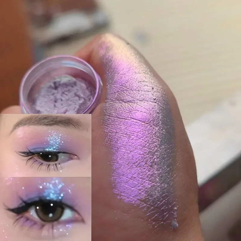 Glitter Eyeshadow Powder, Long Lasting Chrome Chameleon Holographic Eyeshadow Powder Pigment Eye Makeup per cosmetici da donna