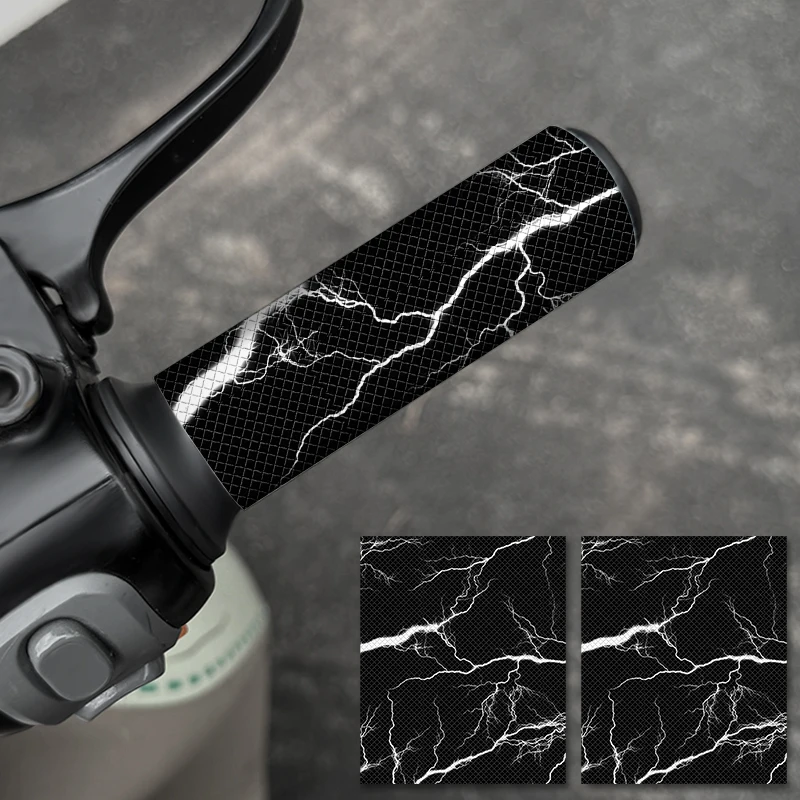 2PCS Lightning Motorcycle Grips Stickers Waterproof and Anti Slip Vinyl Decals for Modifying Bicycles and Scooters Universal