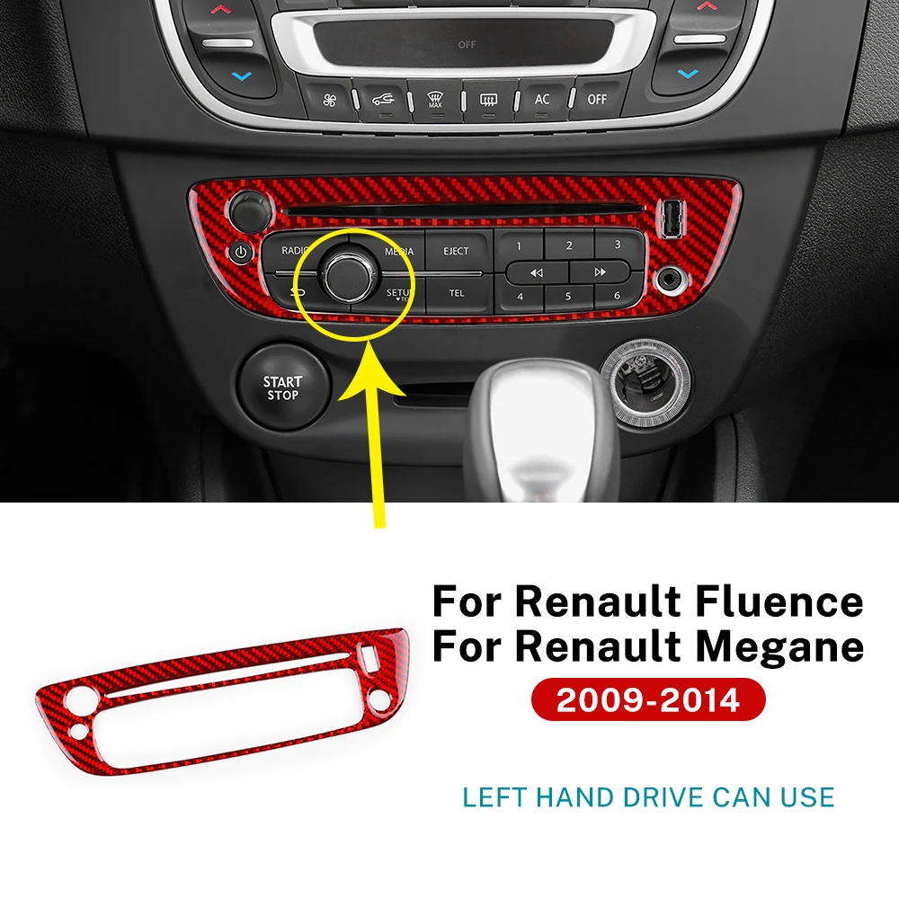 Autocollant Fibre Carbone Rigide Moteur Voiture - Compatible Renault Fluence, Mégane, Clio, Kadjar (Rouge)