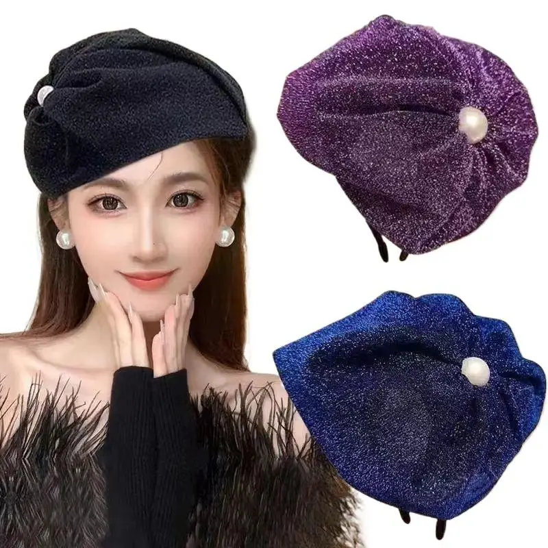 Tulle Bowknot Headband Thin Yarns Half Caps For Masquerades And Cocktails Party