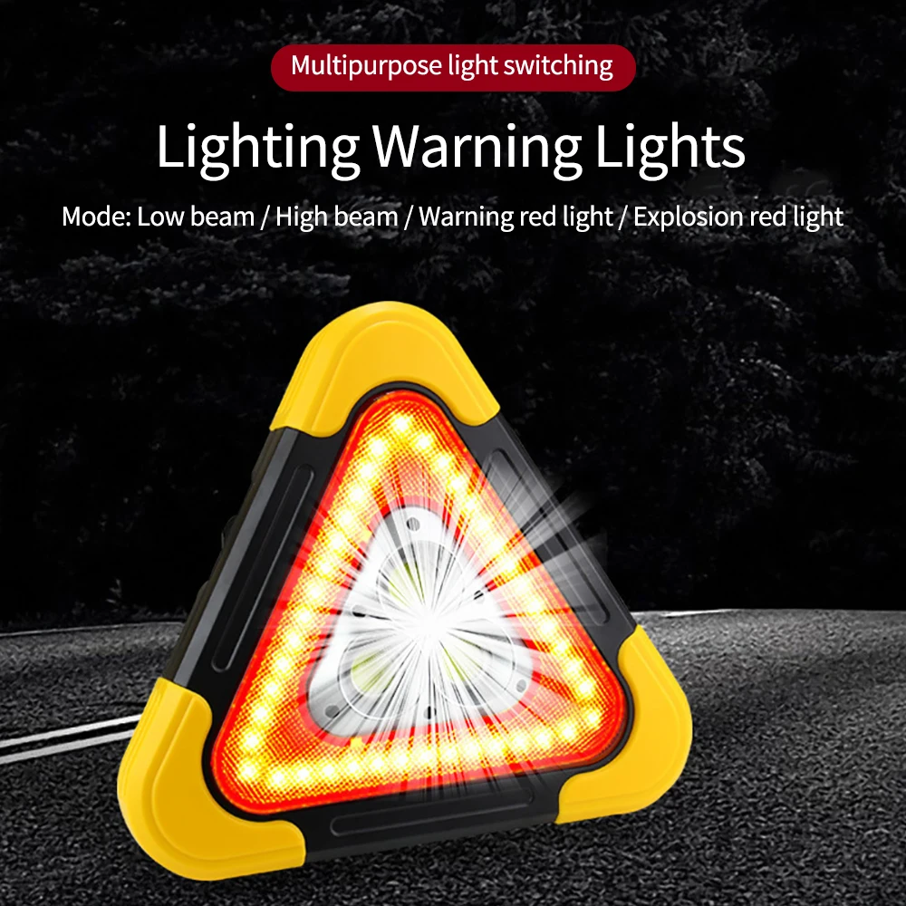 Car Triangle Warning Light Portable Reflective Battery Powered Emergency Traffic Sign Recognition Barricade Breakdown Safety Sig