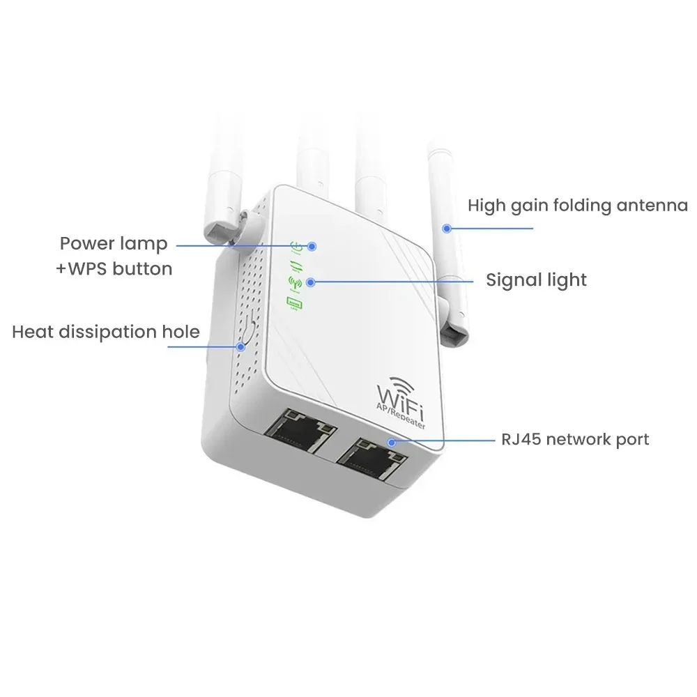 새로운 와이파이 중계기 와이파이 증폭기 5G 신호 와이파이 익스텐더 네트워크 와이파이 부스터 1200Mbps 5 Ghz 원격 무선 와이파이 중계기