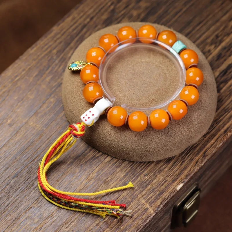Natural wild mountain , golden , full-health turtle shell bracelet, DIY Buddhist bead
